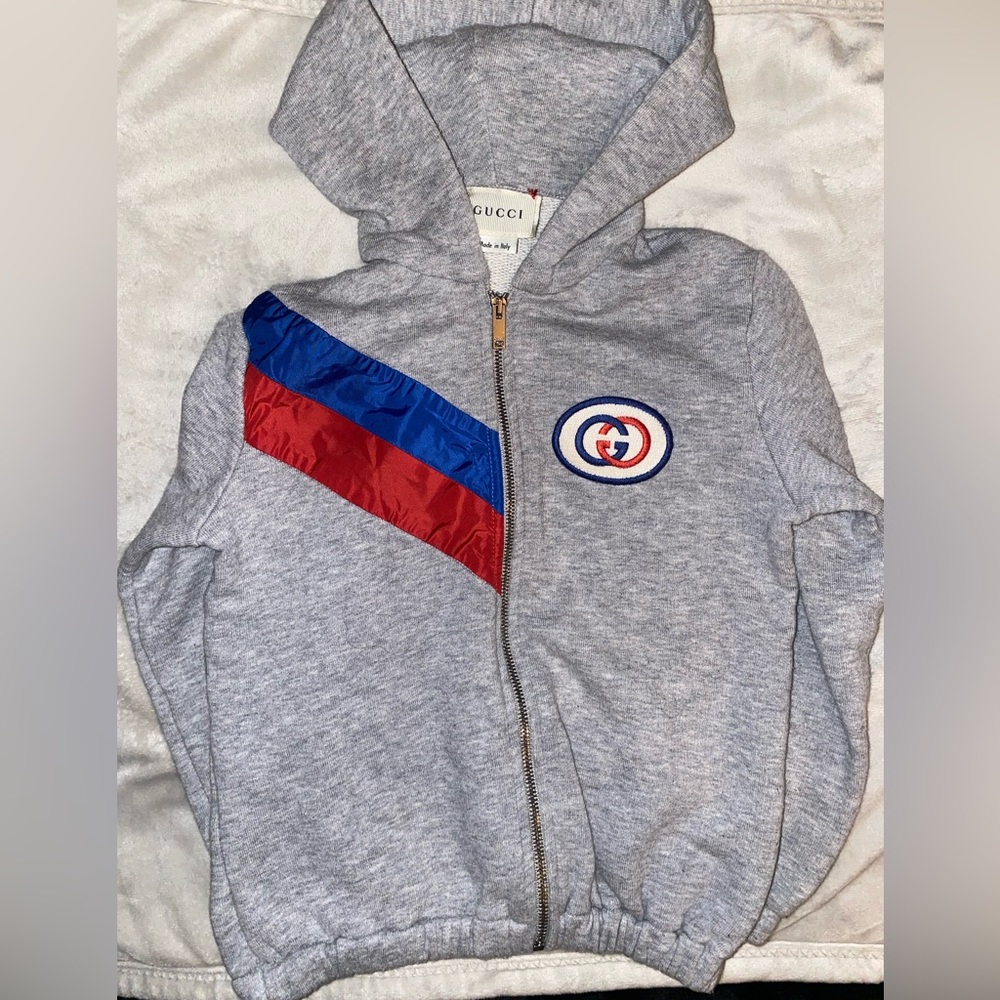 Authentic Gucci Baby Boy Logo Zip Up Sweater